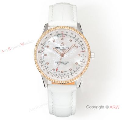 Swiss Copy Breitling Navitimer Automatic Mother of Pearl Dial White Strap 35mm